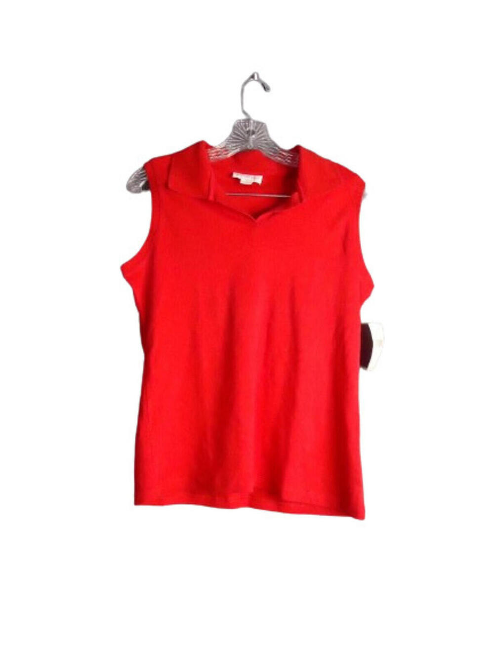 Northern Isles Collard Sleeveless V-neck Polo Womens Size Small Red New